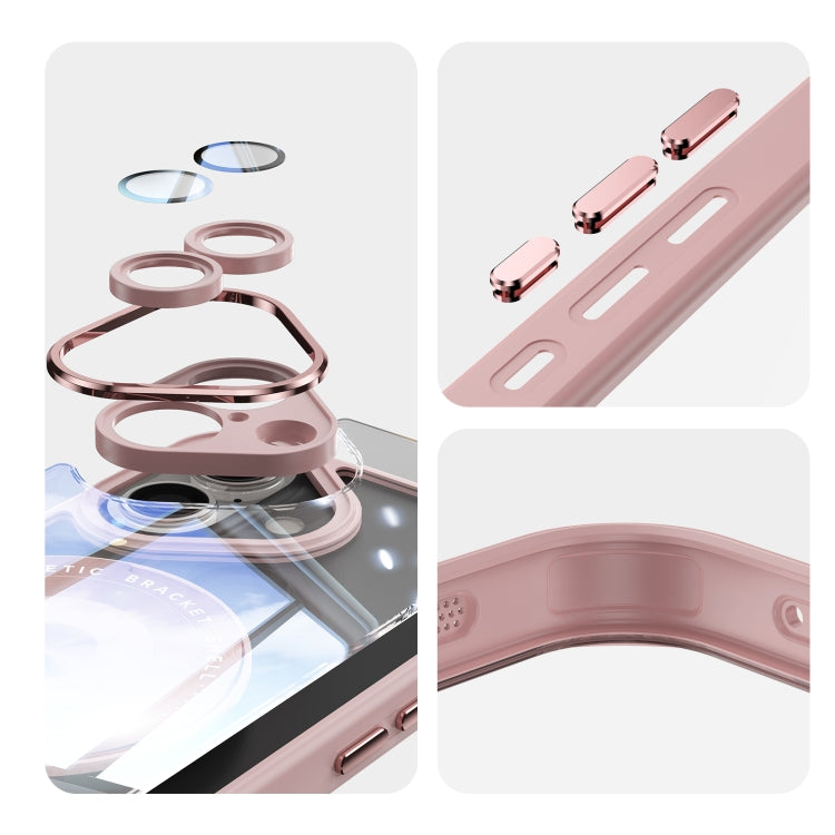 For iPhone 16 Plus 360 Holder Magsafe Acrylic Hybrid TPU Phone Case(Pink) by buy2fix