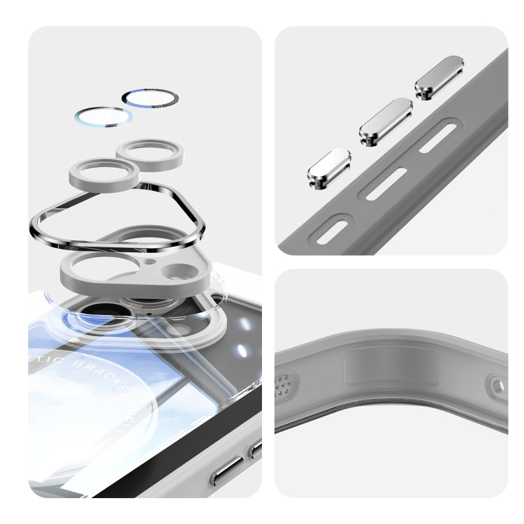 For iPhone 16 Plus 360 Holder Magsafe Acrylic Hybrid TPU Phone Case(Grey) by buy2fix