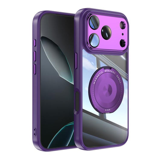 For iPhone 17 Pro Max 360 Holder Magsafe Acrylic Hybrid TPU Phone Case(Purple) - iPhone 17 Pro Max Cases by buy2fix | Online Shopping UK | buy2fix