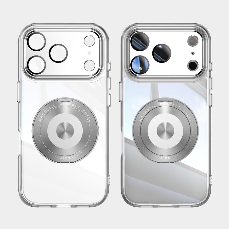 For iPhone 17 Pro Max 360 Holder Magsafe Acrylic Hybrid TPU Phone Case(Frosted White) - iPhone 17 Pro Max Cases by buy2fix | Online Shopping UK | buy2fix