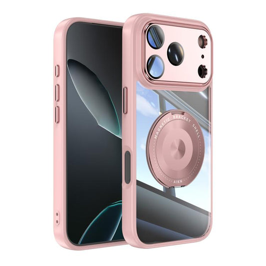 For iPhone 17 Pro 360 Holder Magsafe Acrylic Hybrid TPU Phone Case(Pink) - iPhone 17 Pro Cases by buy2fix | Online Shopping UK | buy2fix