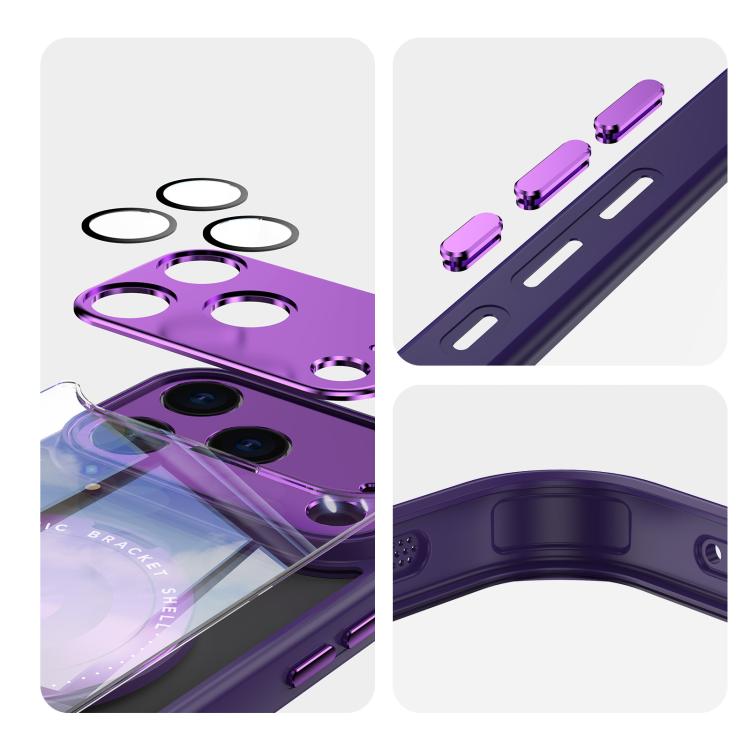 For iPhone 17 Pro 360 Holder Magsafe Acrylic Hybrid TPU Phone Case(Purple) - iPhone 17 Pro Cases by buy2fix | Online Shopping UK | buy2fix