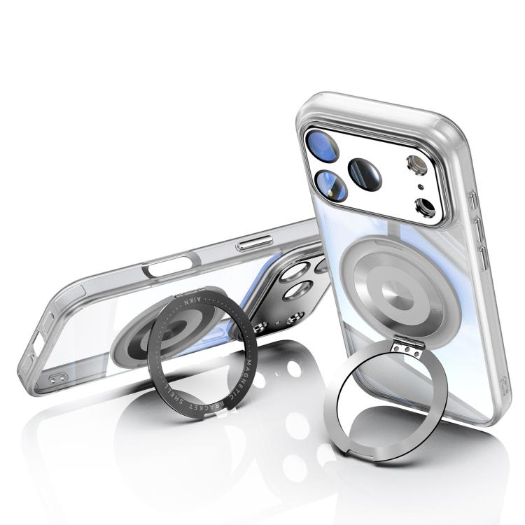 For iPhone 17 Pro 360 Holder Magsafe Acrylic Hybrid TPU Phone Case(Frosted White) - iPhone 17 Pro Cases by buy2fix | Online Shopping UK | buy2fix