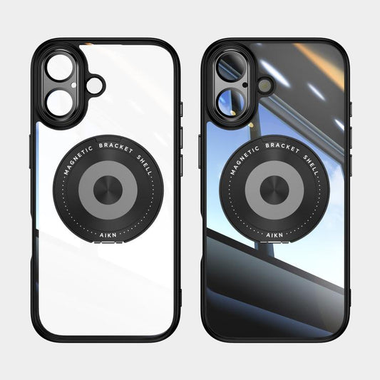 For iPhone 17 360 Holder Magsafe Acrylic Hybrid TPU Phone Case(Black) - iPhone 17 Cases by buy2fix | Online Shopping UK | buy2fix