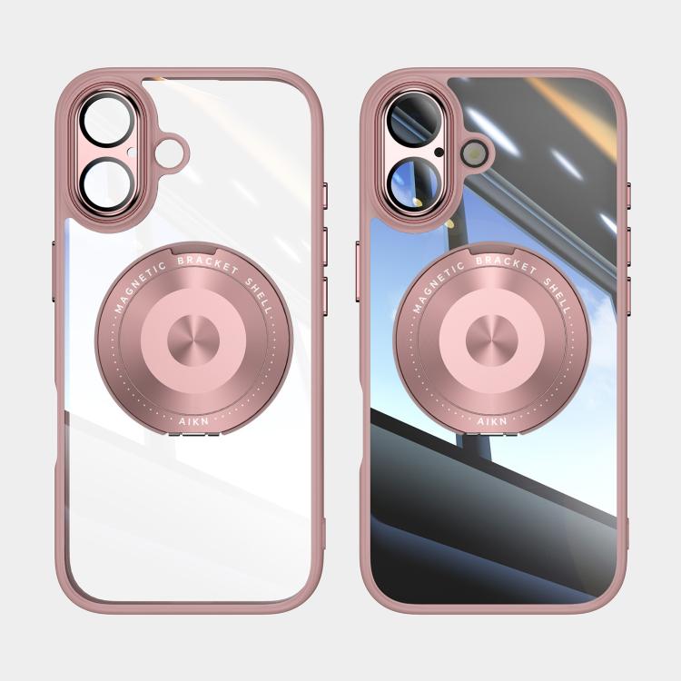 For iPhone 17 360 Holder Magsafe Acrylic Hybrid TPU Phone Case(Pink) - iPhone 17 Cases by buy2fix | Online Shopping UK | buy2fix
