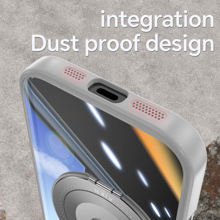 For iPhone 17 360 Holder Magsafe Acrylic Hybrid TPU Phone Case(Grey) - iPhone 17 Cases by buy2fix | Online Shopping UK | buy2fix