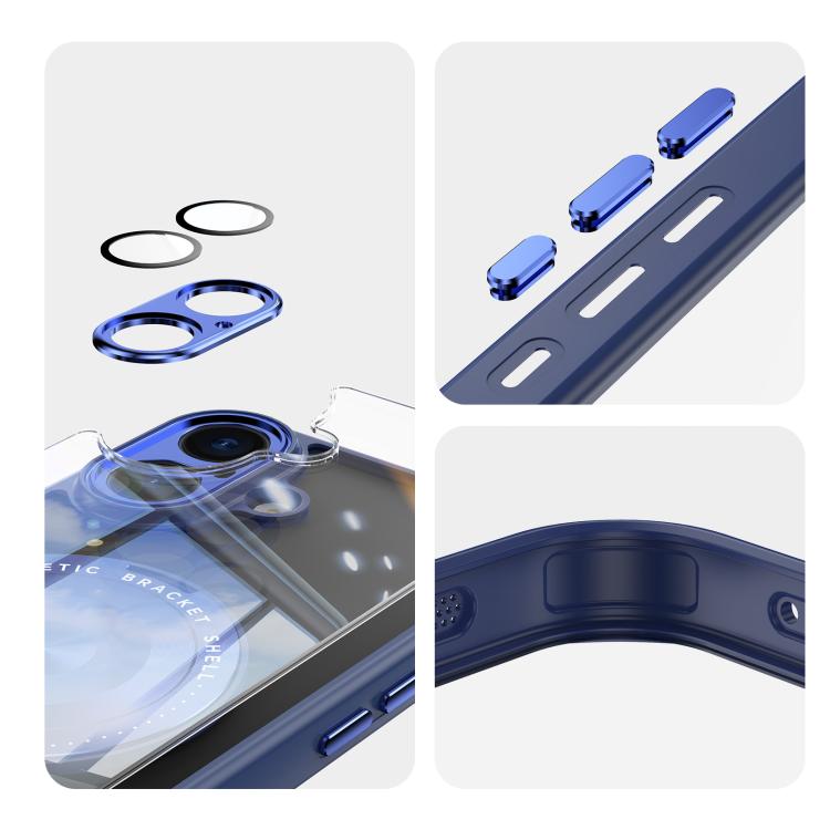 For iPhone 17 360 Holder Magsafe Acrylic Hybrid TPU Phone Case(Blue) - iPhone 17 Cases by buy2fix | Online Shopping UK | buy2fix