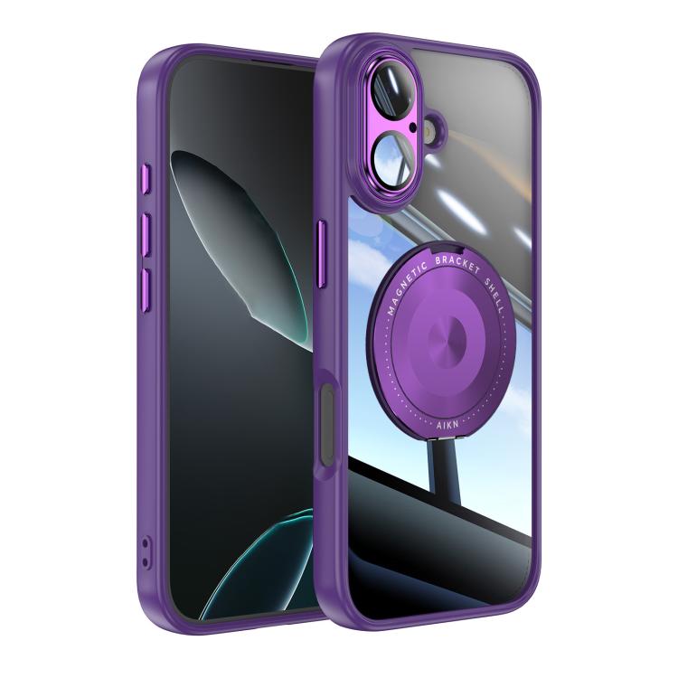 For iPhone 17 360 Holder Magsafe Acrylic Hybrid TPU Phone Case(Purple) - iPhone 17 Cases by buy2fix | Online Shopping UK | buy2fix