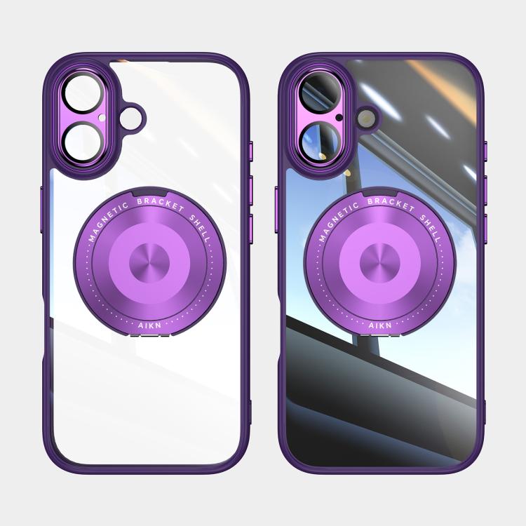 For iPhone 17 360 Holder Magsafe Acrylic Hybrid TPU Phone Case(Purple) - iPhone 17 Cases by buy2fix | Online Shopping UK | buy2fix