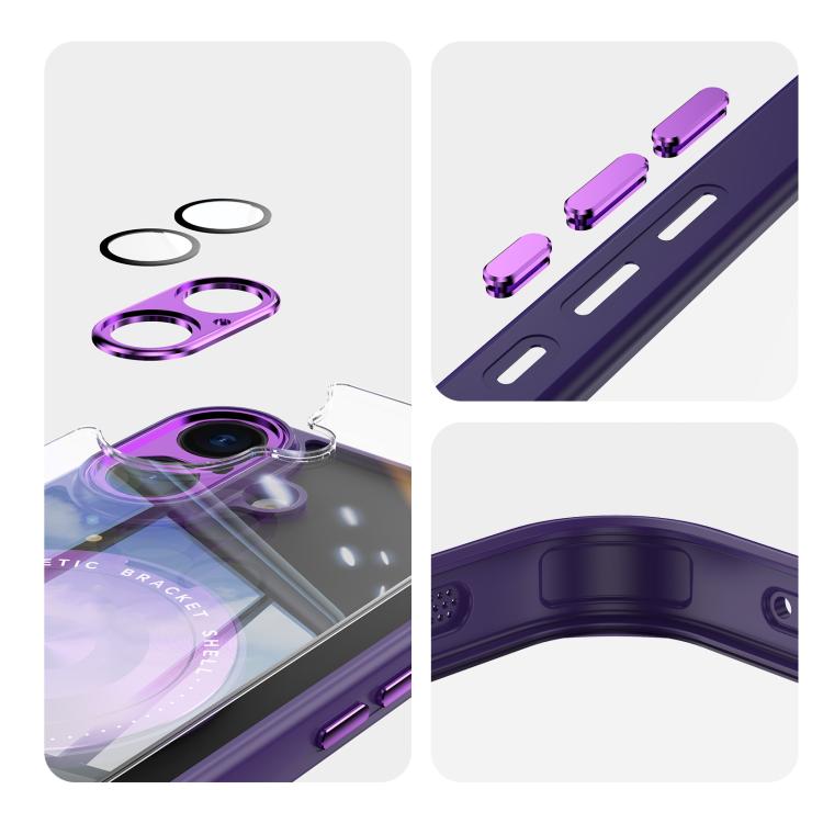 For iPhone 17 360 Holder Magsafe Acrylic Hybrid TPU Phone Case(Purple) - iPhone 17 Cases by buy2fix | Online Shopping UK | buy2fix