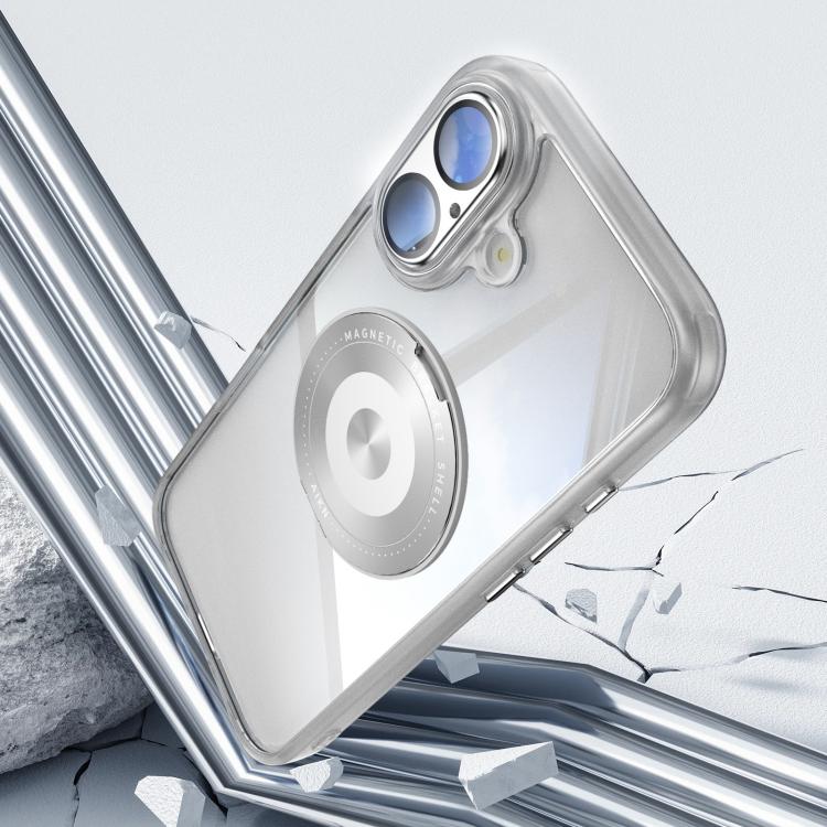 For iPhone 17 360 Holder Magsafe Acrylic Hybrid TPU Phone Case(Frosted White) - iPhone 17 Cases by buy2fix | Online Shopping UK | buy2fix