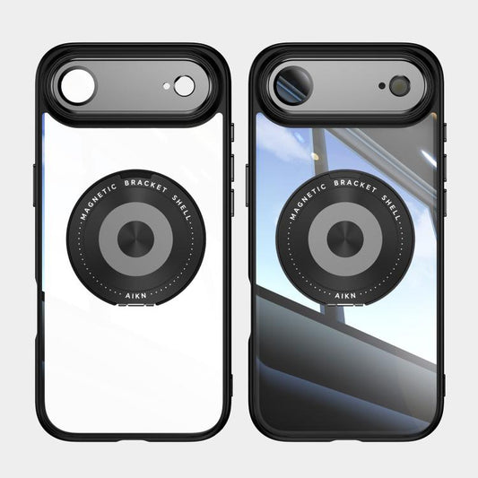 For iPhone Air 360 Holder Magsafe Acrylic Hybrid TPU Phone Case(Black) - iPhone Air Cases by buy2fix | Online Shopping UK | buy2fix