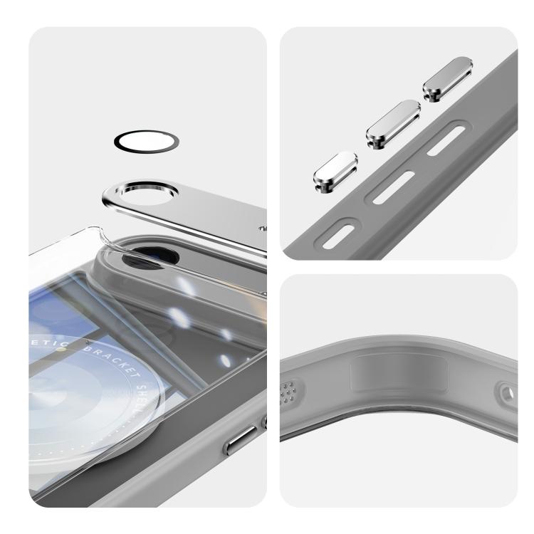 For iPhone Air 360 Holder Magsafe Acrylic Hybrid TPU Phone Case(Grey) - iPhone Air Cases by buy2fix | Online Shopping UK | buy2fix