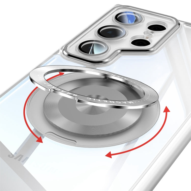 For Samsung Galaxy S23 Ultra 5G 360 Holder MagSafe Acrylic Hybrid TPU Phone Case(Frosted White) - Galaxy S23 Ultra 5G Cases by buy2fix | Online Shopping UK | buy2fix
