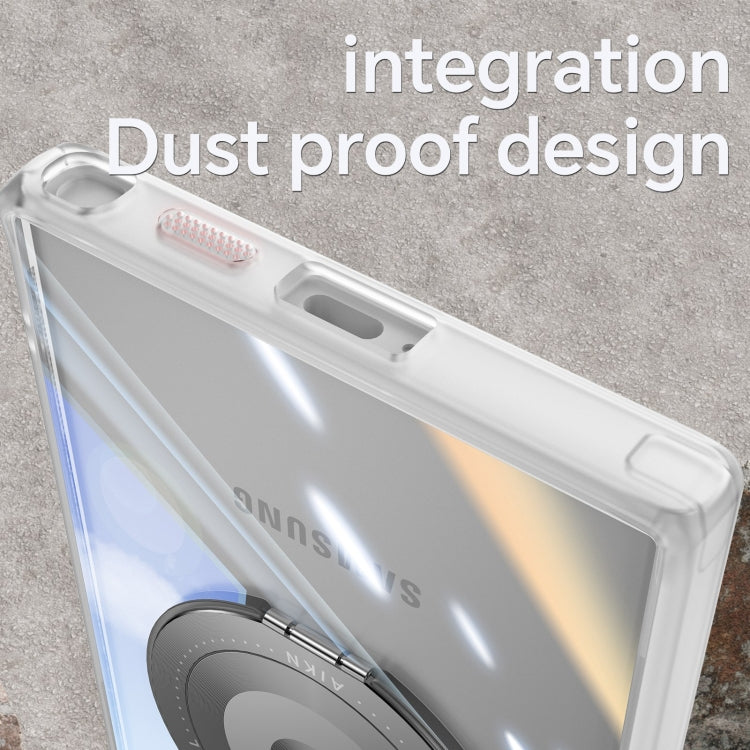 For Samsung Galaxy S23 Ultra 5G 360 Holder MagSafe Acrylic Hybrid TPU Phone Case(Frosted White) - Galaxy S23 Ultra 5G Cases by buy2fix | Online Shopping UK | buy2fix