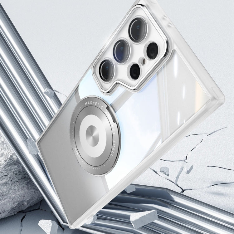 For Samsung Galaxy S23 Ultra 5G 360 Holder MagSafe Acrylic Hybrid TPU Phone Case(Frosted White) - Galaxy S23 Ultra 5G Cases by buy2fix | Online Shopping UK | buy2fix