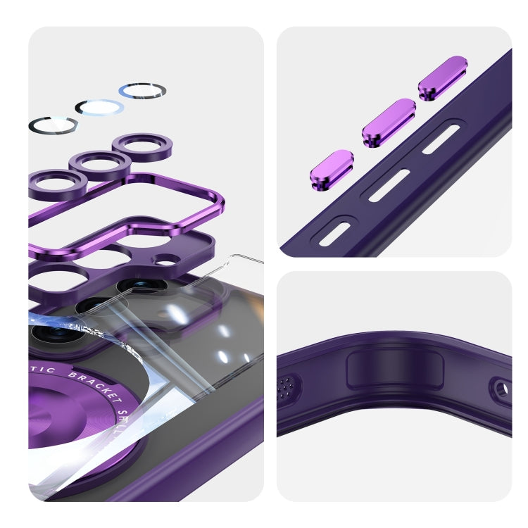 For Samsung Galaxy S25 5G 360 Holder MagSafe Acrylic Hybrid TPU Phone Case(Purple) by buy2fix