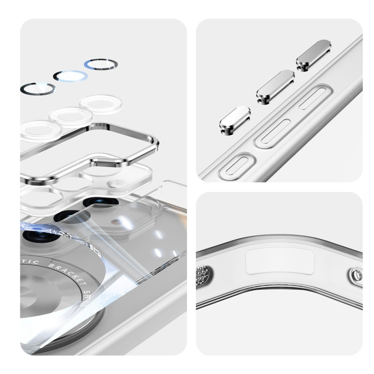 For Samsung Galaxy S25 5G 360 Holder MagSafe Acrylic Hybrid TPU Phone Case(Frosted White) by buy2fix