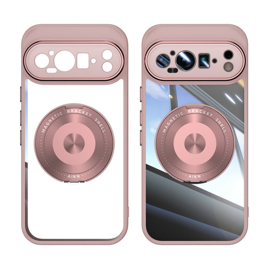 For Google Pixel 9 360 Holder Magsafe Acrylic Hybrid TPU Phone Case(Pink) by buy2fix