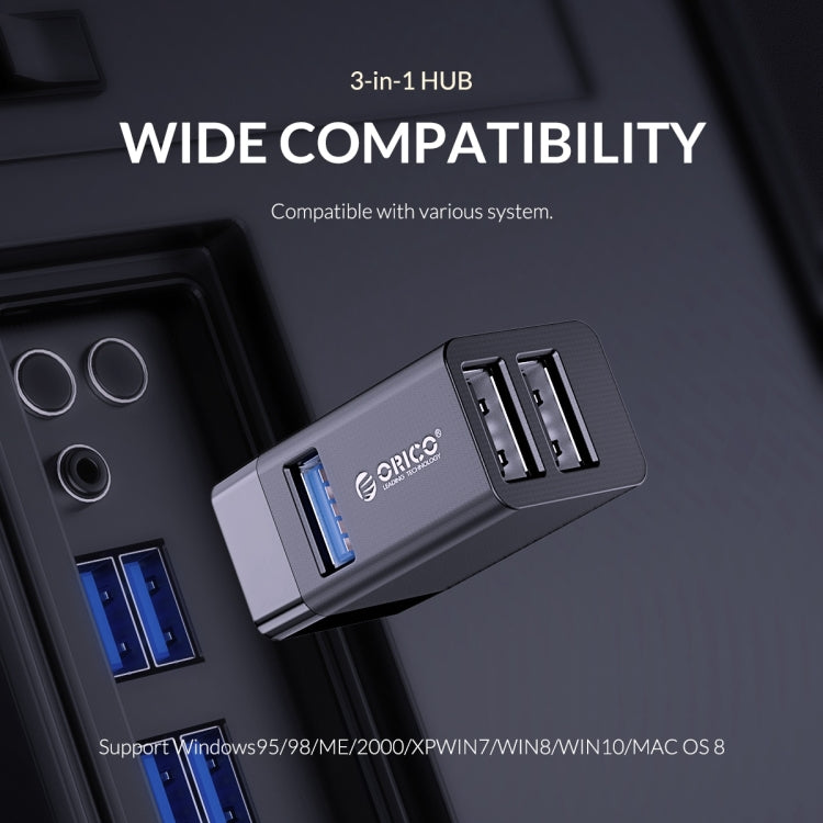 ORICO MINI-U32 3 in 1 USB Interface ABS Plastic Mini HUB Adapter(White) by ORICO