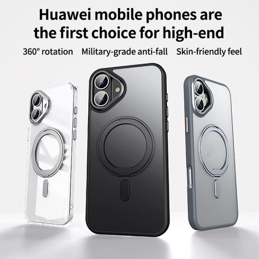 For iPhone 16 360 Rotating MagSafe Magnetic Frosted Phone Case(Transparent) by buy2fix
