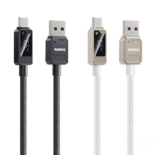 REMAX RC-C070 1.2m 66W USB to Type-C Digital Display Braided Fast Charging Cable(White) - USB-C & Type-C Cable by REMAX | Online Shopping UK | buy2fix