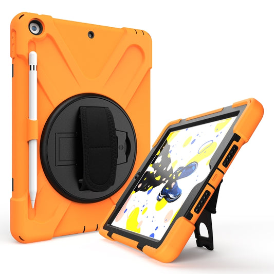 For iPad 10.2 2021 / 2020 / 2019 Shockproof Colorful Silicone + PC Protective Case with Holder & Shoulder Strap & Hand Strap & Pen Slot(Orange) - iPad 10.2 Cases by buy2fix | Online Shopping UK | buy2fix