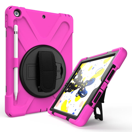 For iPad 10.2 2021 / 2020 / 2019 Shockproof Colorful Silicone + PC Protective Case with Holder & Shoulder Strap & Hand Strap & Pen Slot(Pink) - iPad 10.2 Cases by buy2fix | Online Shopping UK | buy2fix