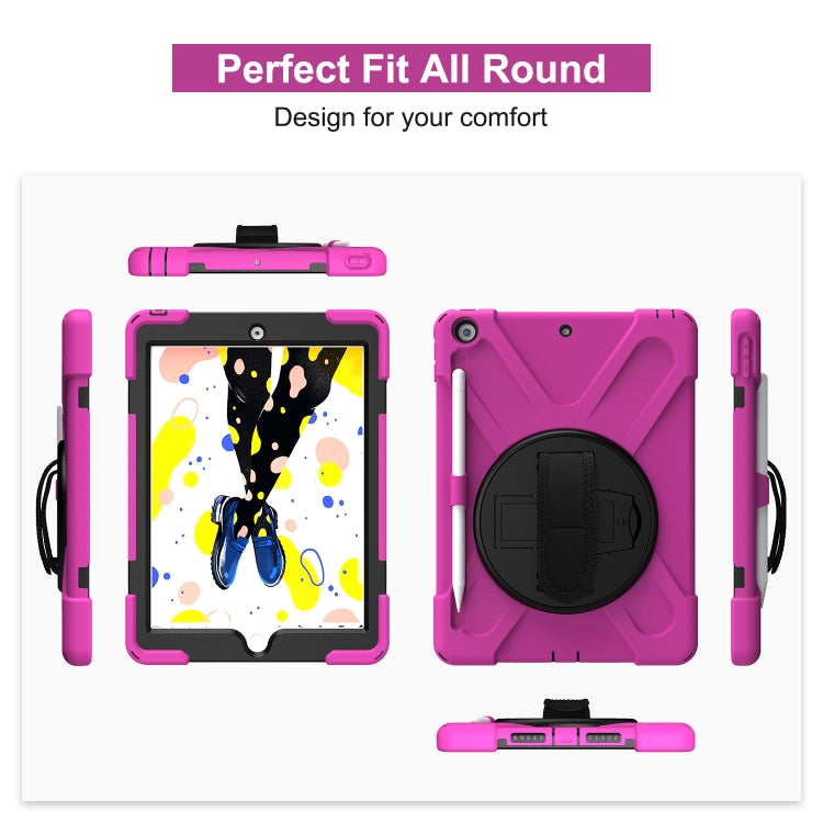 For iPad 10.2 2021 / 2020 / 2019 Shockproof Colorful Silicone + PC Protective Case with Holder & Shoulder Strap & Hand Strap & Pen Slot(Pink) - iPad 10.2 Cases by buy2fix | Online Shopping UK | buy2fix
