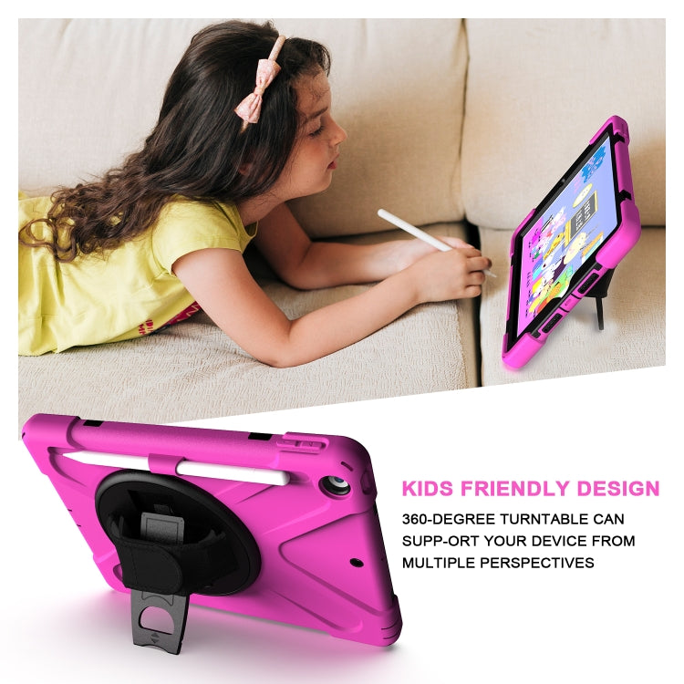 For iPad 10.2 2021 / 2020 / 2019 Shockproof Colorful Silicone + PC Protective Case with Holder & Shoulder Strap & Hand Strap & Pen Slot(Pink) - iPad 10.2 Cases by buy2fix | Online Shopping UK | buy2fix