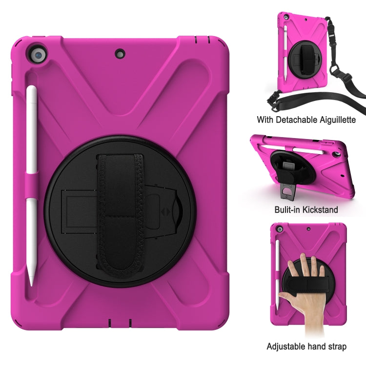 For iPad 10.2 2021 / 2020 / 2019 Shockproof Colorful Silicone + PC Protective Case with Holder & Shoulder Strap & Hand Strap & Pen Slot(Pink) - iPad 10.2 Cases by buy2fix | Online Shopping UK | buy2fix