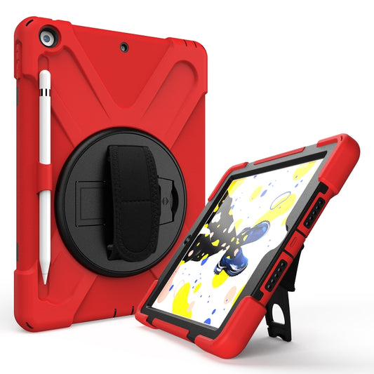 For iPad 10.2 2021 / 2020 / 2019 Shockproof Colorful Silicone + PC Protective Case with Holder & Shoulder Strap & Hand Strap & Pen Slot(Red) - iPad 10.2 Cases by buy2fix | Online Shopping UK | buy2fix