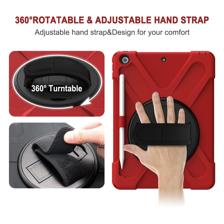 For iPad 10.2 2021 / 2020 / 2019 Shockproof Colorful Silicone + PC Protective Case with Holder & Shoulder Strap & Hand Strap & Pen Slot(Red) - iPad 10.2 Cases by buy2fix | Online Shopping UK | buy2fix