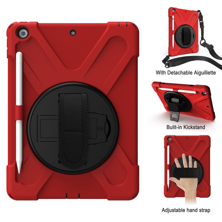 For iPad 10.2 2021 / 2020 / 2019 Shockproof Colorful Silicone + PC Protective Case with Holder & Shoulder Strap & Hand Strap & Pen Slot(Red) - iPad 10.2 Cases by buy2fix | Online Shopping UK | buy2fix