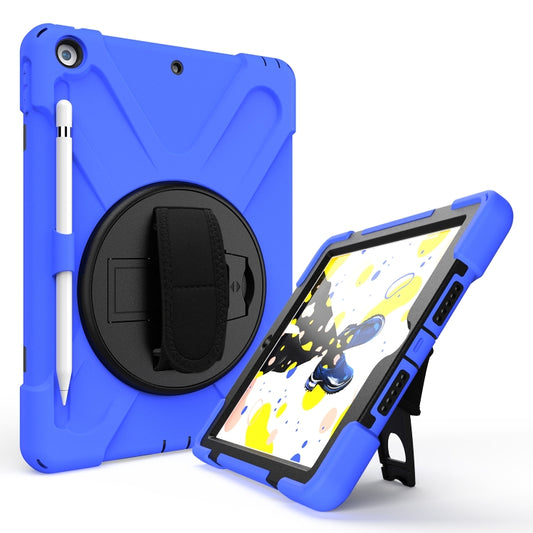 For iPad 10.2 2021 / 2020 / 2019 Shockproof Colorful Silicone + PC Protective Case with Holder & Shoulder Strap & Hand Strap & Pen Slot(Blue) - iPad 10.2 Cases by buy2fix | Online Shopping UK | buy2fix