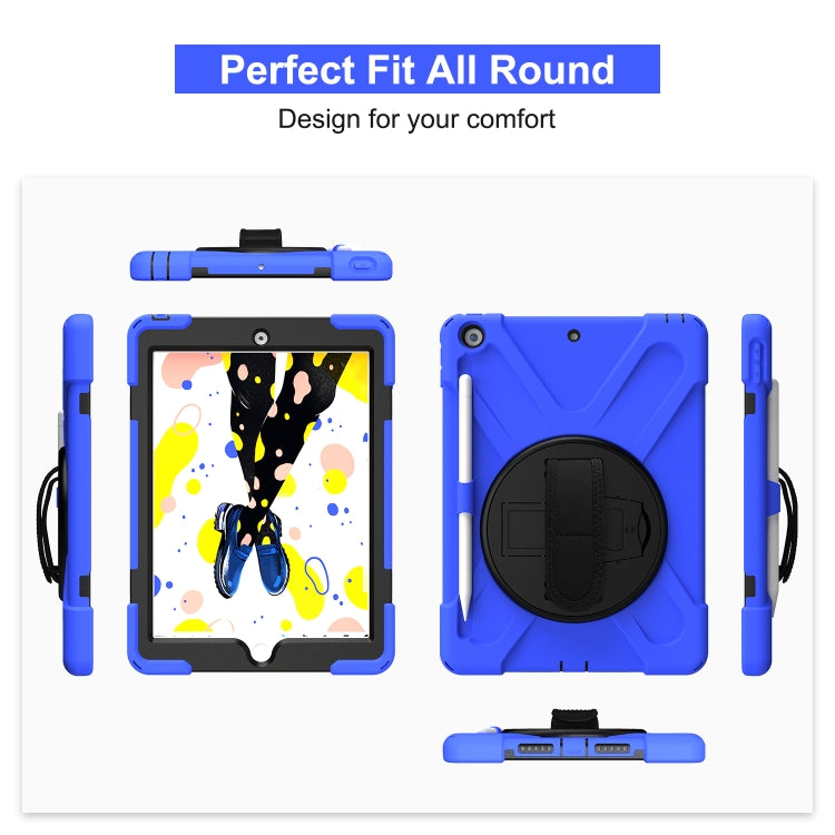 For iPad 10.2 2021 / 2020 / 2019 Shockproof Colorful Silicone + PC Protective Case with Holder & Shoulder Strap & Hand Strap & Pen Slot(Blue) - iPad 10.2 Cases by buy2fix | Online Shopping UK | buy2fix