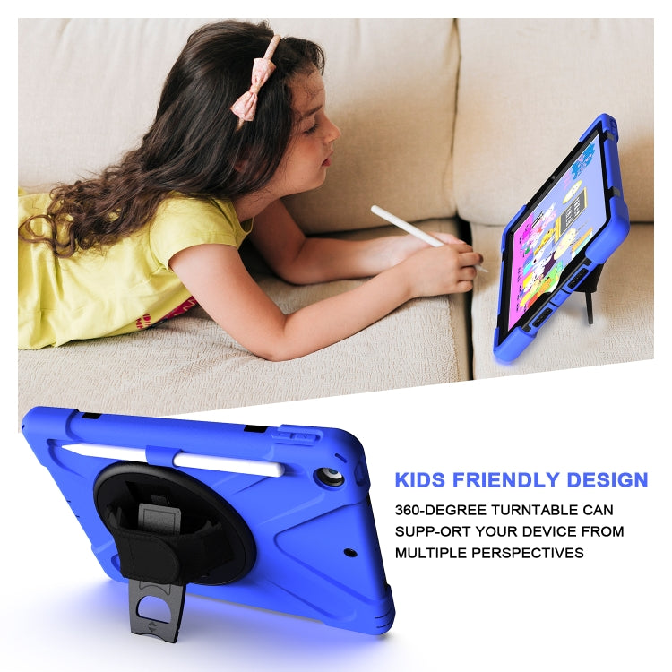 For iPad 10.2 2021 / 2020 / 2019 Shockproof Colorful Silicone + PC Protective Case with Holder & Shoulder Strap & Hand Strap & Pen Slot(Blue) - iPad 10.2 Cases by buy2fix | Online Shopping UK | buy2fix