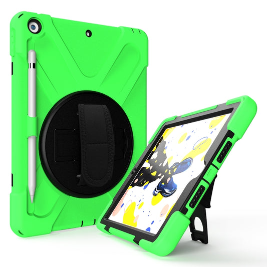 For iPad 10.2 2021 / 2020 / 2019 Shockproof Colorful Silicone + PC Protective Case with Holder & Shoulder Strap & Hand Strap & Pen Slot(Green) - iPad 10.2 Cases by buy2fix | Online Shopping UK | buy2fix