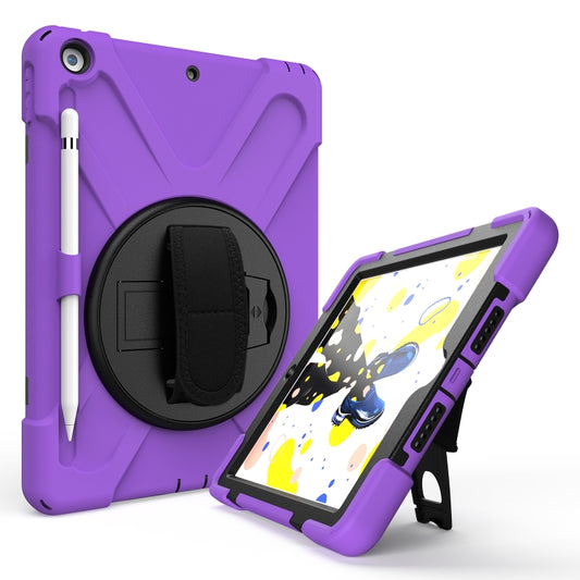 For iPad 10.2 2021 / 2020 / 2019 Shockproof Colorful Silicone + PC Protective Case with Holder & Shoulder Strap & Hand Strap & Pen Slot(Purple) - iPad 10.2 Cases by buy2fix | Online Shopping UK | buy2fix
