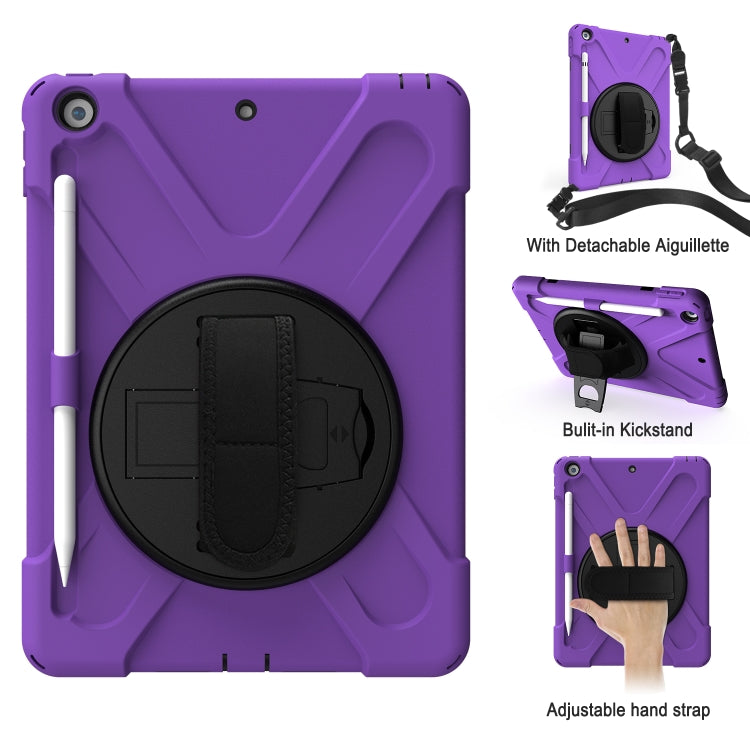 For iPad 10.2 2021 / 2020 / 2019 Shockproof Colorful Silicone + PC Protective Case with Holder & Shoulder Strap & Hand Strap & Pen Slot(Purple) - iPad 10.2 Cases by buy2fix | Online Shopping UK | buy2fix