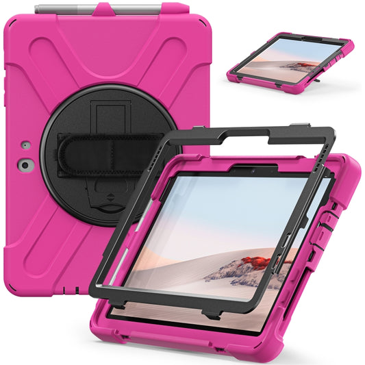For Microsoft Surface Go 4 / 3 / 2 / 1 Shockproof Colorful Silicone + PC Protective Case with Holder & Shoulder Strap & Hand Strap & Pen Slot(Pink) - Others by buy2fix | Online Shopping UK | buy2fix
