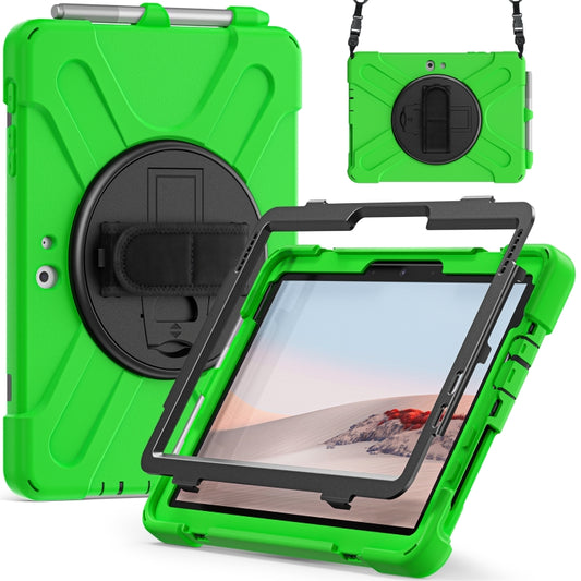 For Microsoft Surface Go 4 / 3 / 2 / 1 Shockproof Colorful Silicone + PC Protective Case with Holder & Shoulder Strap & Hand Strap & Pen Slot(Green) - Others by buy2fix | Online Shopping UK | buy2fix