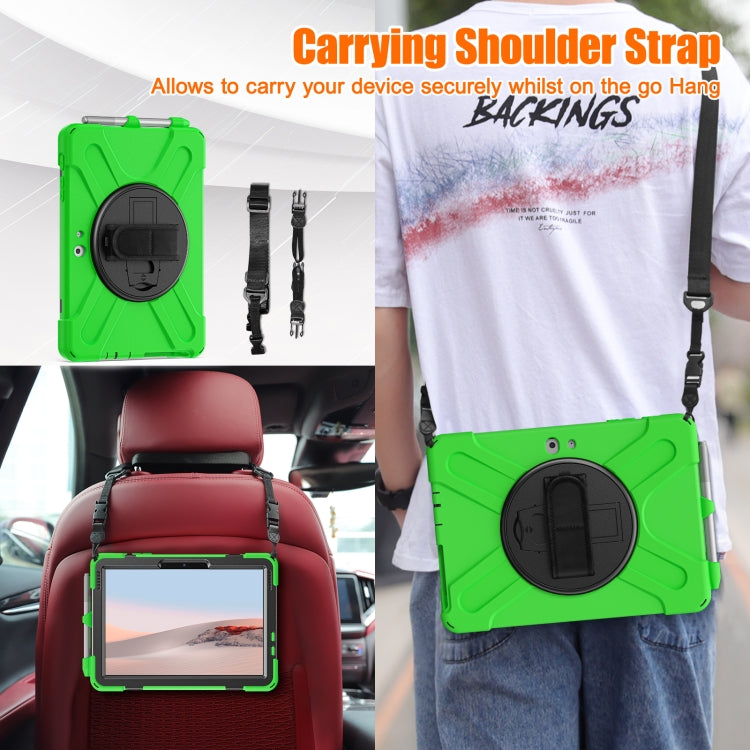 For Microsoft Surface Go 4 / 3 / 2 / 1 Shockproof Colorful Silicone + PC Protective Case with Holder & Shoulder Strap & Hand Strap & Pen Slot(Green) - Others by buy2fix | Online Shopping UK | buy2fix