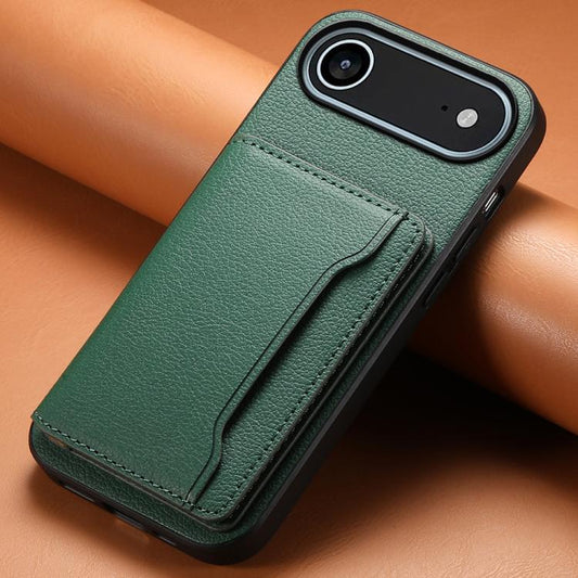 For iPhone Air Calf Texture Card Bag Design Full Coverage Phone Case(Green) - iPhone Air Cases by buy2fix | Online Shopping UK | buy2fix