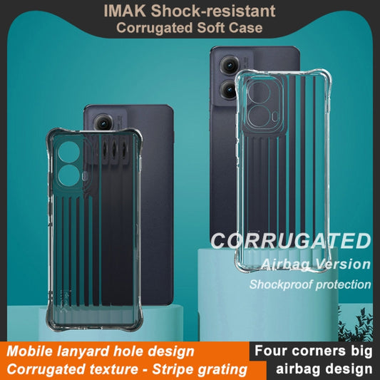For Motorola Edge 2024 5G IMAK Corrugated Texture Airbag TPU Phone Case(Transparent Black) by imak