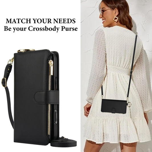 For iPhone 16 Pro Crossbody Ring Multifunctional Wallet Leather Phone Case(Black) by buy2fix