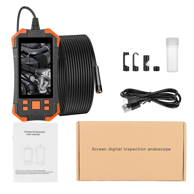 T20 4.3 inch IPS Screen 5.5mm Single Camera IP67 Waterproof Hard Cable Digital Endoscope, Length:3.5m(Black Orange) by buy2fix
