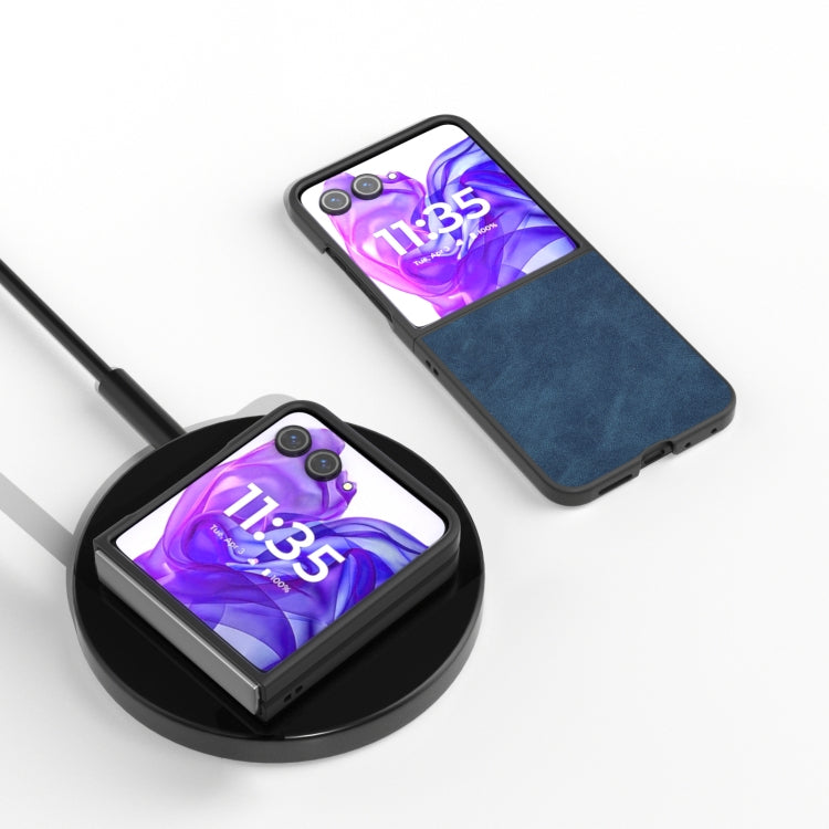 For Motorola Razr 50 Ultra PU Leather Frosted Phone Case(Blue) by buy2fix