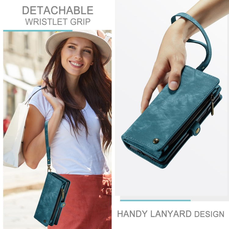 For Samsung Galaxy Z Fold6 5G CaseMe 008 Multifunctional Zipper Wallet Leather Phone Case with Lanyard(Blue) by CaseMe