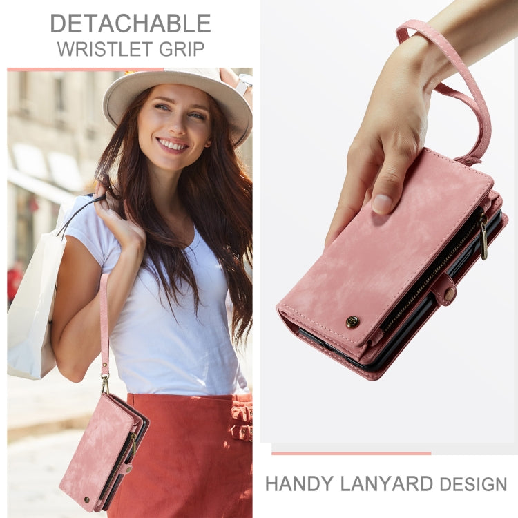 For Samsung Galaxy Z Fold6 5G CaseMe 008 Multifunctional Zipper Wallet Leather Phone Case with Lanyard(Pink) by CaseMe